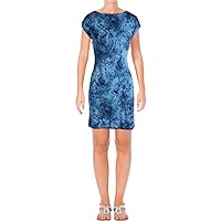 Lauren Ralph Lauren Women's Petite Jersey Shift Dress-M-PS Blue Multi