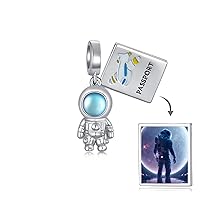 LONAGO 925 Sterling Silver Personalized Photo Charm Fit Snake Bracelet Necklace Customized Image Picture Bead for Women