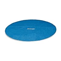Intex 11 Foot Round Above Ground Swimming Pool Solar Cover Tarp with Drain Holes and Carrying Bag for Easy Set or Metal Frame Pools, Cover Only, Blue