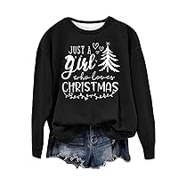 Women's Crewneck Sweatshirt Casual Fashion Christmas Printing Long Sleeve O-Neck Pullover Top Blouse, S-3XL