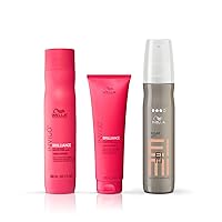 Wella Professionals Invigo Brilliance Shampoo & Conditioner for Fine/Normal Colored Hair, Color Protection & Color Vibrancy + EIMI Sugar Lift Spray, For Added Volume And Natural Lift, Hair Care Bundle