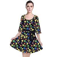 CowCow Womens Tie Dye V-Neck Loose Fit Overalls Ethnic Vintage Elephant Business Party Skater Dress, XS-5XL