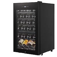 Wine Cooler Refrigerator 24 Bottles Compressor Freestanding Beverage Wine Fride For Red, White, Champagne or Sparkling Wine 40°F to 65°F Digital Temperature Control Full Glass Door