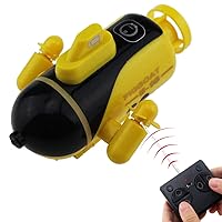 Tipmant Kids Mini Remote Control Submarines Toys RC Boat Waterproof Diving Water Gift (Yellow)