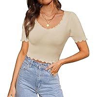 MEROKEETY Women's 2024 Y2K Crop Tops Low Cut Slim Fit Ribbed Knit Going Out Tees Shirt