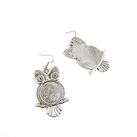 100 Pairs Jewelry Making Antique Silver Tone Earring Supplies Hooks Findings Charms Q3ZX8 Owl Cabochon Base Blank