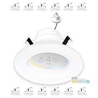 NUWATT 12 Pack 4 Inch MR16 Retrofit LED Recessed Lighting, 5CCT Selectable 2700K/3000K/3500K/4000K/5000K, 10W 600LM Dimmable Low Voltage LED Downlight, GU5.3 12V Recessed Light 75W Halogen Replacement