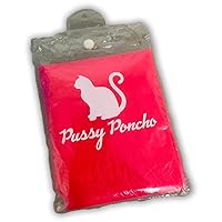 Pussy Cat Poncho - Novelty Pink Rain Poncho - Funny Emergency Rain Gear for Friends - OSFM Adults, Unisex, Cat Design Carry Bag