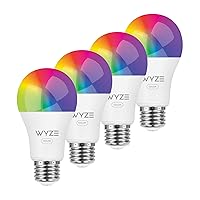 Bulb Color, 1100 Lumen WiFi RGB and Tunable White A19 Smart Bulb, Works with Alexa and Google Assistant, Four-Pack
