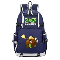 Plants vs. Zombies Game Backpack Rucksack Laptop Book Bag Casual Dayback Blue-8