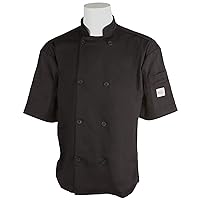 Mercer Culinary M60013BK8X Millennia Men's Short Sleeve Cook Jacket with Traditional Buttons, 8X-Large, Black