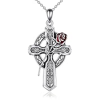 YAFEINI Celtic Cross Necklace 925 Sterling Silver Abalone Shell Celtic Knot Pendant Cross Jewellery Gifts for Women Men