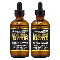 Jamaican Wild Black Rice Bran Oil Biotin Super Power Hair Growth Oil 4oz (Pack of 2)
