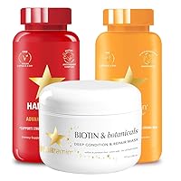 LEYLA'S Holiday Bundle Vegan Hair Vitamins for Faster Growth | SKINtamin Vegetarian Collagen Supplements | Biotin & Botanicals Hair Moisturizer Mask