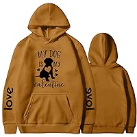 Valentines Day Love Sweatshirt For Women Fashion Oversized Hoodies Casual Long Sleeve Hooded Holiday Tops With Pocket