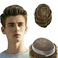 Mens Toupee French Lace With Poly Human Hair System for Men Natural Hairline Mens Hair Replacement System Breathable Toupee for Men PU Skin8