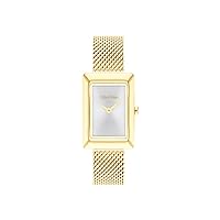 Calvin Klein Women's CK Styled Wristwatch, Gold Plated, Mesh Bracelet, Rectangular Case, Feminine Look, (Model:25200396)