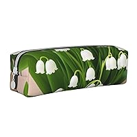 Lilies Of The Valley Pencil Case Pu Leather Cute Small Pencil Case Pencil Pouch Storage Bag With Zipper