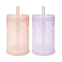 Olababy Silicone Training Cup with Straw Lid Bundle 5oz Coral + 9oz Lilac