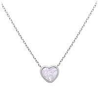 jewellerybox Sterling Silver Mother of Pearl Heart Necklace 18 Inch