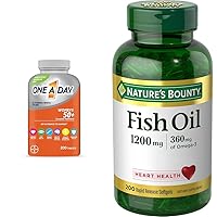 Women’s 50+ Multivitamins Tablet, Multivitamin for Women & Nature's Bounty Fish Oil, Supports Heart Health, 1200 Mg, 360 Mg Omega-3, Rapid Release Softgels, 200 Ct