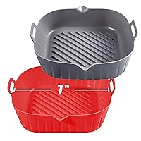 Silicone Liners Square 7 inches for Air Fryer, 2 Pcs Non-stick Food-grade Reusable Silicone Pot Baking Tray Basket Bowl Oven Air Fryer Accessories