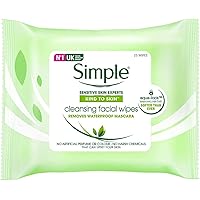 Simple Kind to Skin Cleansing Facial Wipes, 25 Count (Pack of 6)