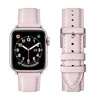OMIU Square Bands Compatible with Apple Watch Band 38mm 40mm 41mm 42mm 44mm 45mm 49mm, Genuine Leather Wristband Starp for iWatch SE SE2 Series 9 8 7 6 5 4 3 2 1 Ultra for Women Men (Pink, 38mm 40mm