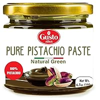 Pure Sicilian Pistachio Paste, Unsweetened, 6.7 oz (190 g), No Artificial Colors, Sicilian Pistachio Spread, Product of Sicily, Italy, 7 g Protein, Keto, Natural Green Color, Gusto ETNA