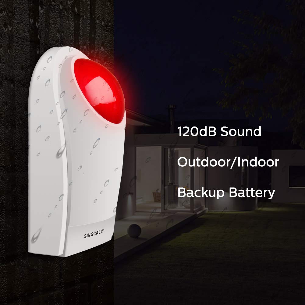 Remote Emergency Strobe Siren Alarm Kit Waterproof Outdoor Loud Panic SOS Warning System for Business Home Shop Hotel School 300ft 1 Red Flashing Siren+ 2 Call Buttons