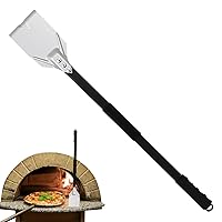 Charcoal Rake 31.89 Inch Detachable Pizza Oven Brush with Long Handle Heat-Resistant Pizza Oven Accessories with Hook for Baking BBQ Pinic Camping, Charcoal Rake