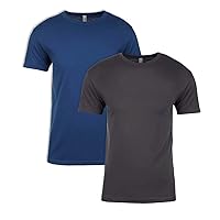 Next Level Mens Premium Fitted Short-Sleeve Crew T-Shirt - Heavy Metal + Cool Blue (2 Pack) - X-Small