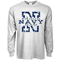 Proud Dad US Navy Gifts T-Shirt Mens Long Sleeve Tee