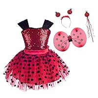 Dressy Daisy Girls Polka Dots Ladybug Costume Tutu Dress Halloween Christmas Fancy Party Dresses Size 3-8