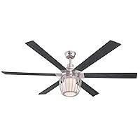 Westinghouse 7225000 Willa Indoor Ceiling Fan with Light and Remote, 60 Inch, Brushed Nickel
