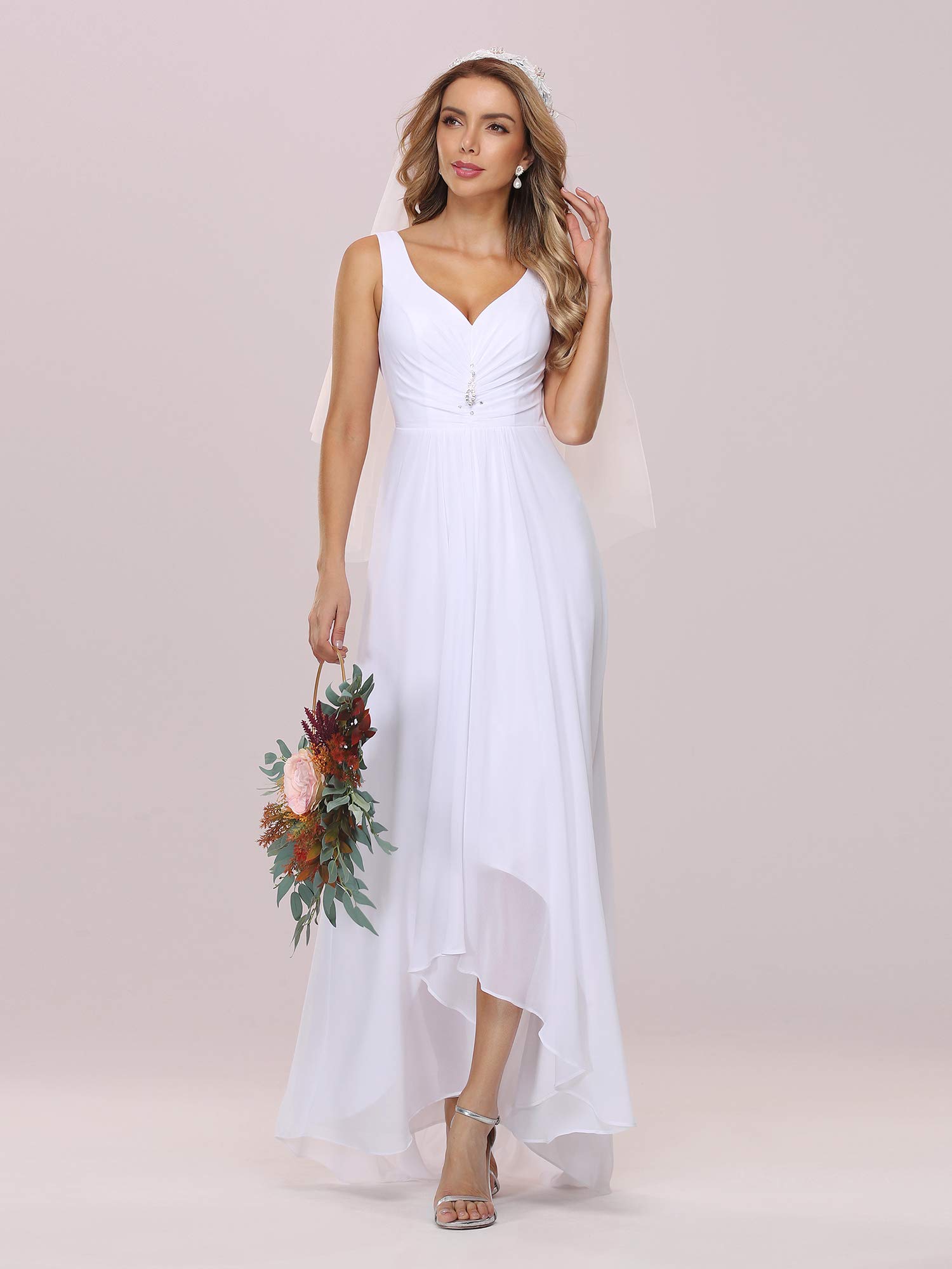 Ever-Pretty Women's High-Low Hemline Simple Chiffon Wedding Dress 9983-EH
