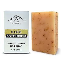 iHeart Fresh Soap Sage and Wild Herb - Long Lasting Rich Creamy Moisturizing Lather - Face & Body Wash Soap for Men and Women - Large 6 Ounce