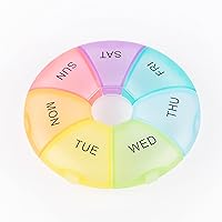 Pill Organizer,Pill Box 7 Day,Weekly Pill Organizer,7 Day Pill Box with a Donut-Like Design and Large Compartments That can Hold Vitamins, Cod Liver Oil, Supplements and Medication (Colorful)