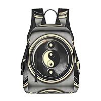 Yin Yang Pattern Print Lightweight Backpack, Travel Bookbag College Bag,Laptop Backpack For Men Women