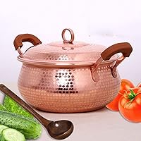 Pure Copper Pot Stew Steam Soup Purple Deep Casserole Steamer Handmade Soup pot hot pots 18-30cm (22cm 3.5L)