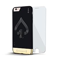 Big Spade Symbol | Luxendary 24K Series Designer case for iPhone 6/6s Plus in Velvet Black & Gold + Tempered Glass