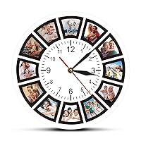 Create Your Own Custom 12 Photos Collage Instagram Custom Home Wall Clock Personalized Family Photos Printed Clock Wall Watch