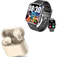 TOZO S4 AcuFit One Smartwatch Bluetooth Talk Dial Fitness Tracker Black + T6mini Wireless Earbud Bluetooth 5.3 Headset New Upgrade Champagne