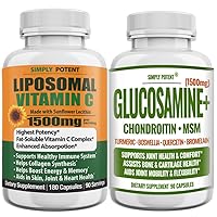 Liposomal Vitamin C 1500mg + Glucosamine with Chondroitin Supplements Bundle