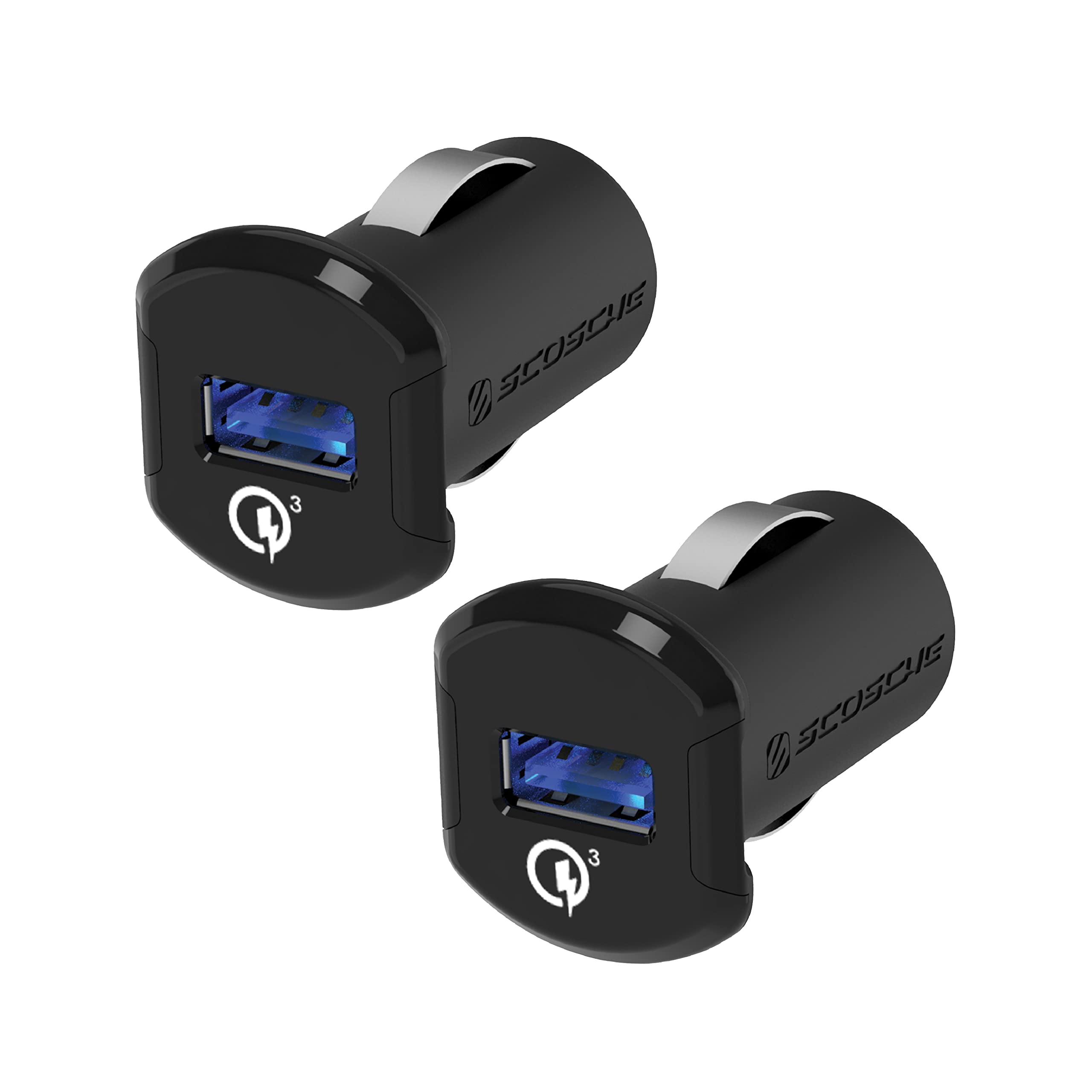 Scosche USBCQC1 18W Qualcomm Quick Charge 3.0 Car Charger Compatible with All Qualcomm 3.0, 2.0, Samsung Adaptive Fast Charge and USB Devices (Pack of 2)