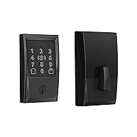 Schlage BE499WB CEN 622 Encode Plus WiFi Deadbolt Smart Lock with Apple Home Key, Keyless Entry Door Lock with Century Trim, Matte Black