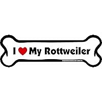 Bone Car Magnet, I Love My Rottweiler, 2-Inch by 7-Inch