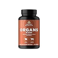 Organ Supplements, Grass-Fed and Wild Organ Complex Capsules, Liver, Heart, Kidney Supports Organ, Cognitive, and Immune System Health, 180 Ct