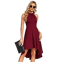 Ever-Pretty Women's Halter Neck Pleated Sleeveless High Low A-Line Midi Cocktail Dresses 01782