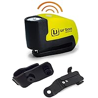 URBAN UR6 Alarm Disc Lock + Transport Bracket UR352, Hi-Tech Alarm Disc Lock 120db ON/Off, Warning, A+ Sensitivity, Replaceable Alarm, Waterproof, Longlife Battery, Carried Locked, Universal